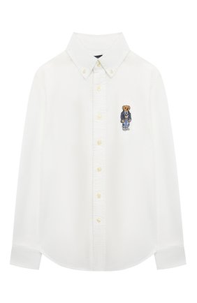 Детская хлопковая рубашка POLO RALPH LAUREN белого цвета, арт. 323865267 | Фото 1 (Рукава: Длинные; Материал внешний: Хлопок; Стили: Классический)