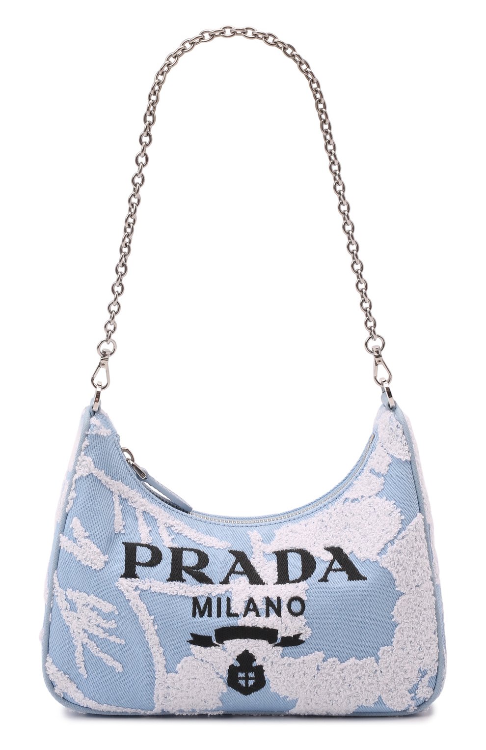 Женская сумка prada re-edition PRADA голубого цвета, арт. 1BH204-2FJ8-F0D9K-V1L | Фото 1 (Сумки-технические: Сумки через плечо; Ремень/цепочка: На ремешке; Материал: Текстиль; Размер: small)