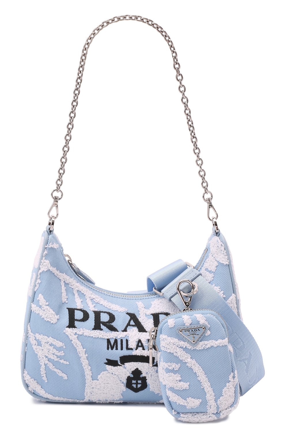 Женская сумка prada re-edition PRADA голубого цвета по цене 0 тенге, арт. 1BH204-2FJ8-F0D9K-V1L | Фото 6 Женская сумка prada re-edition PRADA голубого цвета, арт. 1BH204-2FJ8-F0D9K-V1L | Фото 6 (Сумки-технические: Сумки через плечо; Ремень/цепочка: На ремешке; Материал: Текстиль; Размер: small)