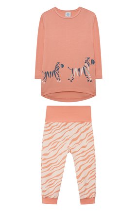 Детский хлопковая пижама SANETTA оранжевого цвета, арт. 221720 | Фото 1 (Ростовка одежда: 9 мес | 74 см, 12 мес | 80 см, 18 мес | 86 см, 24 мес | 92 см, 36 мес | 98 см, 4 года | 104 см)