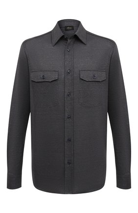 Мужская льняная рубашка BRIONI серого цвета по цене 71500 руб., арт. UJKS0L/P1608 | Фото 1