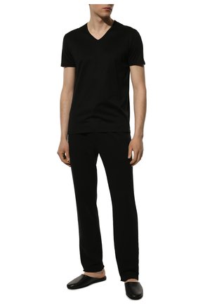 Мужская хлопковая футболка ERMENEGILDO ZEGNA черного цвета, арт. N2M800070 | Фото 2 (Рукава: Короткие; Длина (для топов): Стандартные; Материал внешний: Хлопок; Кросс-КТ: домашняя одежда)
