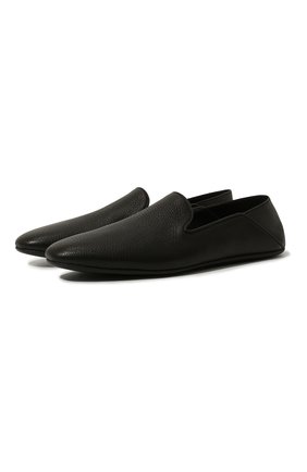 Мужского кожаные домашние туфли FARFALLA черного цвета, арт. GC5 | Фото 1 (Материал внешний: Кожа; Материал внутренний: Натуральная кожа; Мужское Кросс-КТ: Слиперы-обувь)