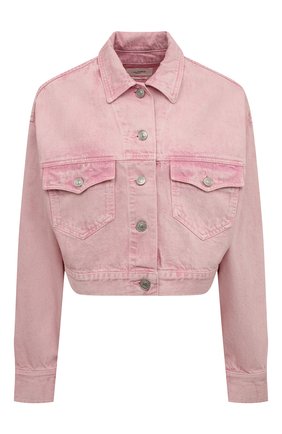 Женская джинсовая куртка ISABEL MARANT ETOILE светло-розового цвета, арт. VE1727-22P022E/TADIA | Фото 1 (Рукава: Длинные; Длина (верхняя одежда): Короткие; Материал внешний: Хлопок, Деним; Стили: Романтичный; Кросс-КТ: Деним, Куртка)