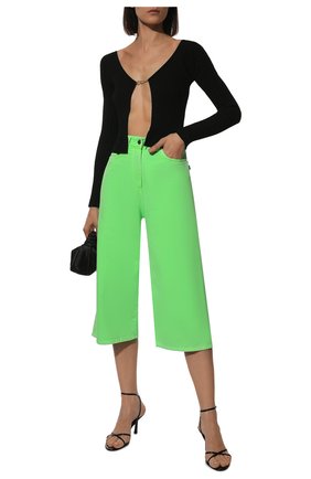 Женские джинсовые шорты MSGM зеленого цвета, арт. 3242MDP155T 227485 | Фото 2 (Материал внешний: Хлопок, Деним; Кросс-КТ: Деним, Широкие; Женское Кросс-КТ: Шорты-одежда)