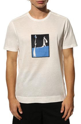 Мужская хлопковая футболка LIMITATO кремвого цвета, арт. CAHIERS D`ART/T-SHIRT | Фото 3 (Рукава: Короткие; Длина (для топов): Стандартные; Стили: Гранж; Принт: С принтом; Материал внешний: Хлопок)