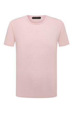 Мужская льняная футболка DANIELE FIESOLI светло-розового цвета, арт. DF 1160 | Фото 1 (Материал внешний: Лен; Длина (для топов): Стандартные; Рукава: Короткие; Принт: Без принта; Стили: Кэжуэл)