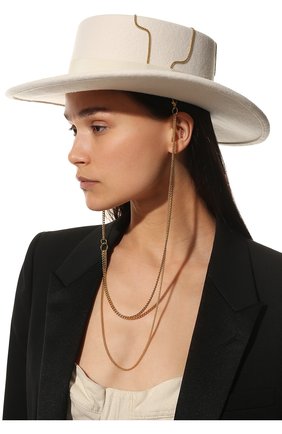 Женская фетровая шляпа kanotie chains COCOSHNICK HEADDRESS кремвого цвета, арт. kanotiechainssample | Фото 2 (Материал: Текстиль, Шерсть)