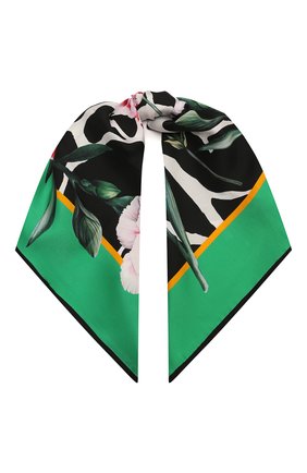 Женский шелковый платок DOLCE & GABBANA зеленого цвета, арт. FN090R/GDAQ1 | Фото 1 (Материал: Текстиль, Шелк; Принт: С принтом)