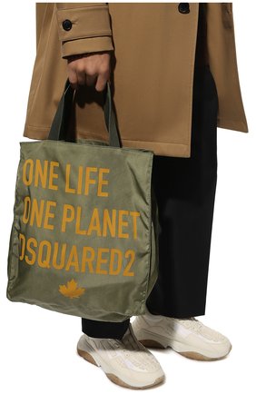 Мужская текстильная сумка-шопер DSQUARED2 хаки цвета, арт. SPM0057 11705325 | Фото 2 (Размер: large; Материал: Текстиль)