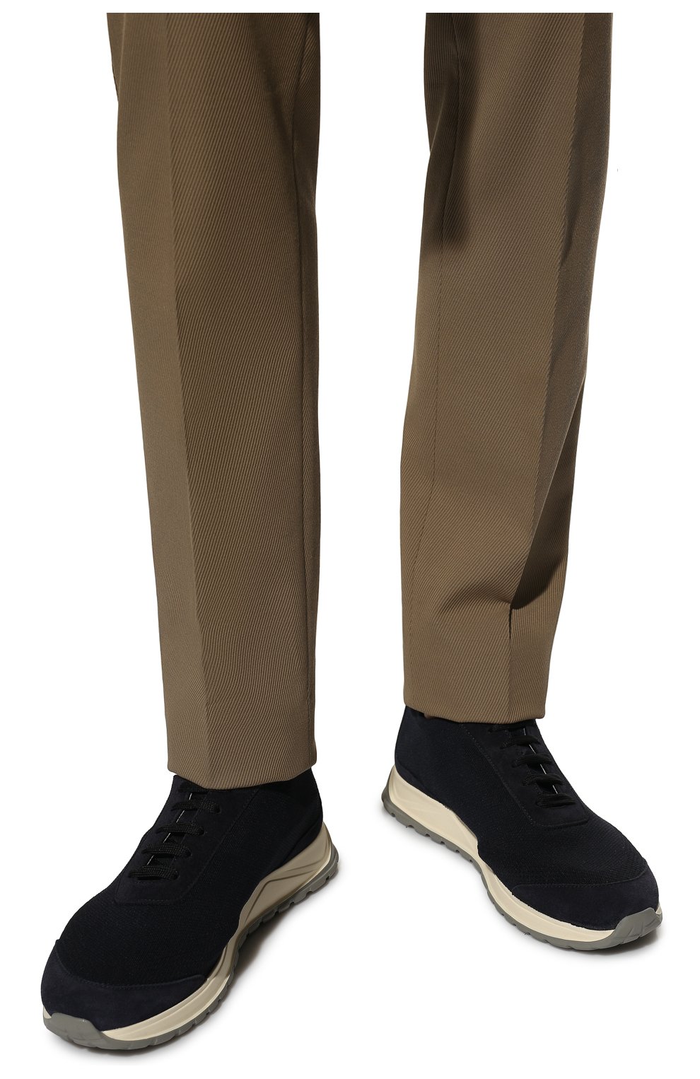 Мужские комбинированные кроссовки CANALI темно-синего цвета, арт. 191226/RX00640 | Фото 3 (Материал внешний: Текстиль; Материал внутренний: Натуральная кожа, Текстиль; Стили: Классический; Материал утеплителя: Без утеплителя)