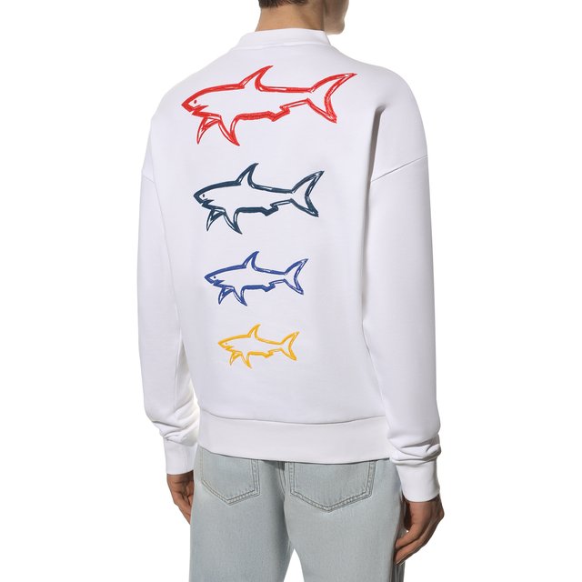 Хлопковый свитшот Paul&Shark 22411771/C00, цвет белый, размер 52 22411771/C00 - фото 4
