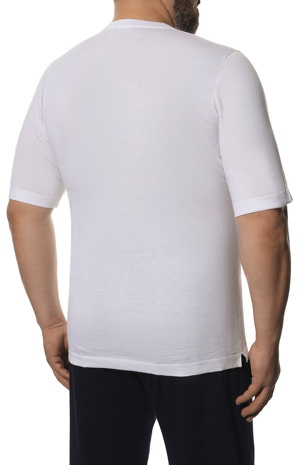 Мужская хлопковая футболка SVEVO белого цвета, арт. 46321SE22L/MP46 | Фото 4 (Big sizes: Big Sizes; Принт: Без принта; Рукава: Короткие; Длина (для топов): Удлиненные; Материал внешний: Хлопок; Стили: Кэжуэл)