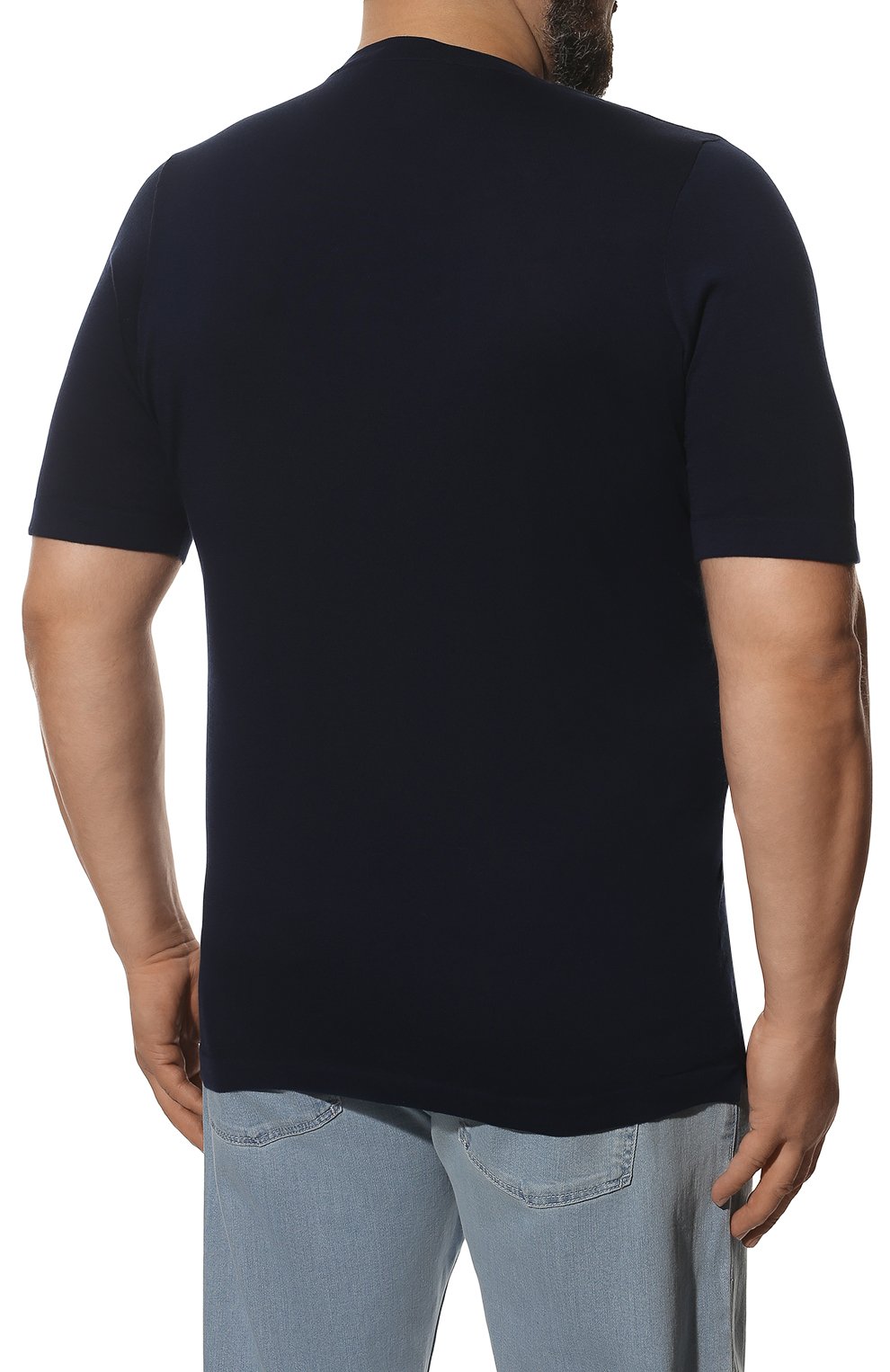 Мужская хлопковая футболка SVEVO темно-синего цвета, арт. 46321SE22L/MP46 | Фото 4 (Big sizes: Big Sizes; Принт: Без принта; Рукава: Короткие; Длина (для топов): Удлиненные; Материал внешний: Хлопок; Стили: Кэжуэл)