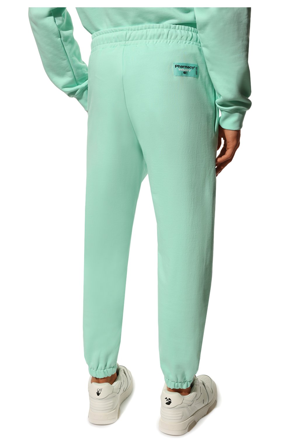 Мужские хлопковые джоггеры PHARMACY INDUSTRY светло-зеленого цвета, арт. PHM477A | Фото 4 (Длина (брюки, джинсы): Стандартные; Материал внешний: Хлопок; Стили: Спорт-шик; Силуэт М (брюки): Джоггеры)