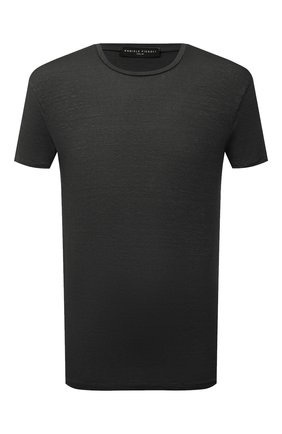 Мужская льняная футболка DANIELE FIESOLI темно-серого цвета, арт. DF 1160 | Фото 1 (Длина (для топов): Стандартные; Рукава: Короткие; Материал внешний: Лен; Принт: Без принта; Стили: Кэжуэл)