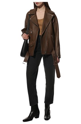 Женская кожаная куртка BATS коричневого цвета, арт. SS22/0_010 | Фото 2 (Кросс-КТ: Куртка; Рукава: Длинные; Стили: Гранж; Материал внешний: Натуральная кожа; Женское Кросс-КТ: Замша и кожа; Длина (верхняя одежда): Короткие)