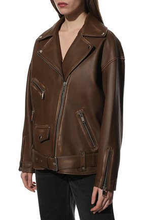 Женская кожаная куртка BATS коричневого цвета, арт. SS22/0_010 | Фото 3 (Кросс-КТ: Куртка; Рукава: Длинные; Стили: Гранж; Материал внешний: Натуральная кожа; Женское Кросс-КТ: Замша и кожа; Длина (верхняя одежда): Короткие)