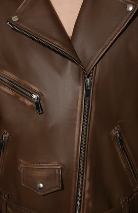 Женская кожаная куртка BATS коричневого цвета, арт. SS22/0_010 | Фото 5 (Кросс-КТ: Куртка; Рукава: Длинные; Стили: Гранж; Материал внешний: Натуральная кожа; Женское Кросс-КТ: Замша и кожа; Длина (верхняя одежда): Короткие)