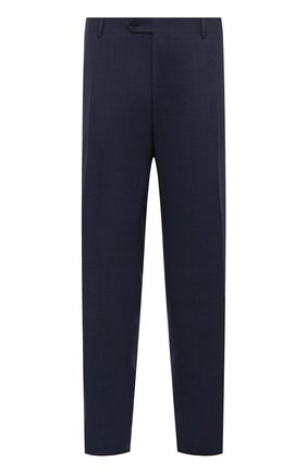 Мужские шерстяные брюки CANALI темно-синего цвета, арт. 71019/AA02526/60-64 | Фото 1 (Длина (брюки, джинсы): Стандартные; Материал подклада: Вискоза; Материал внешний: Шерсть; Случай: Формальный; Стили: Классический; Big sizes: Big Sizes)