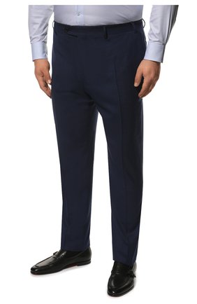 Мужские шерстяные брюки CANALI темно-синего цвета, арт. 71019/AA02526/60-64 | Фото 3 (Big sizes: Big Sizes; Материал внешний: Шерсть; Длина (брюки, джинсы): Стандартные; Стили: Классический; Случай: Формальный; Материал подклада: Вискоза)