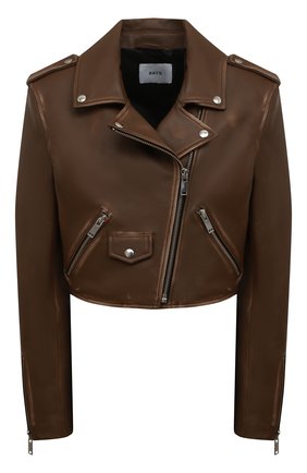 Женская кожаная куртка BATS коричневого цвета, арт. SS22_003SJ | Фото 1 (Кросс-КТ: Куртка; Рукава: Длинные; Стили: Гламурный; Материал внешний: Натуральная кожа; Женское Кросс-КТ: Замша и кожа; Длина (верхняя одежда): Короткие)