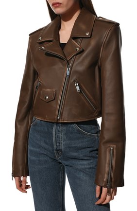 Женская кожаная куртка BATS коричневого цвета, арт. SS22_003SJ | Фото 3 (Кросс-КТ: Куртка; Рукава: Длинные; Стили: Гламурный; Материал внешний: Натуральная кожа; Женское Кросс-КТ: Замша и кожа; Длина (верхняя одежда): Короткие)