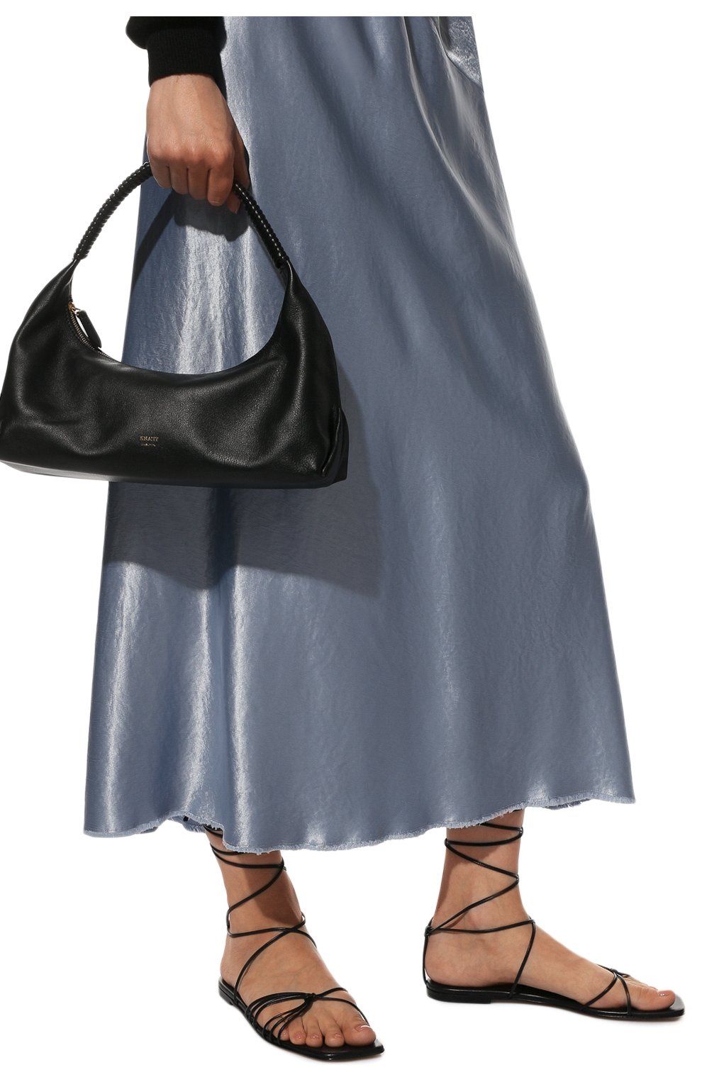 Женские кожаные сандалии GIANVITO ROSSI черного цвета, арт. G32023.05CU0.NAPNER0 | Фото 3 (Материал внешний: Кожа; Материал внутренний: Натуральная кожа; Подошва: Плоская)