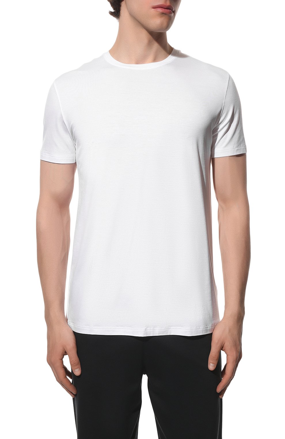 Мужская футболка DEREK ROSE белого цвета, арт. 3048-BASE001 | Фото 3 (Кросс-КТ: домашняя одежда; Рукава: Короткие; Материал внешний: Синтетический материал; Длина (для топов): Стандартные)