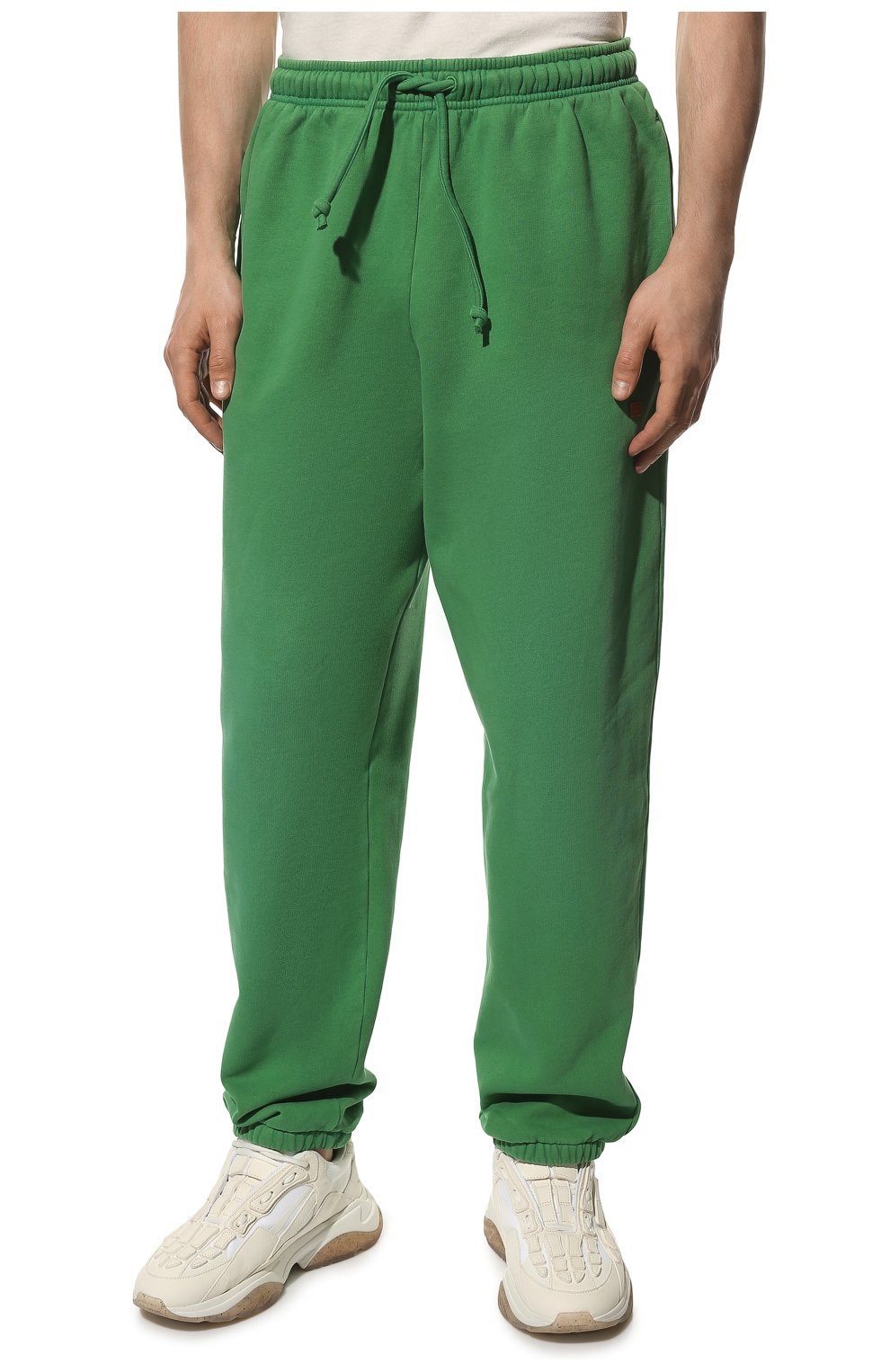 Мужские хлопковые джоггеры ACNE STUDIOS зеленого цвета, арт. CK0040/M | Фото 3 (Длина (брюки, джинсы): Стандартные; Материал внешний: Хлопок; Стили: Спорт-шик; Силуэт М (брюки): Джоггеры)