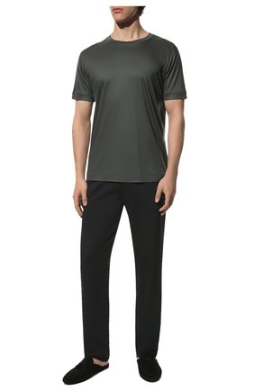 Мужская футболка ZIMMERLI зеленого цвета, арт. 188-96046 | Фото 2 (Рукава: Короткие; Материал внешний: Лиоцелл, Растительное волокно; Длина (для топов): Стандартные; Кросс-КТ: домашняя одежда)