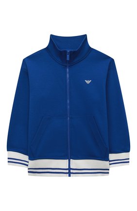 Детский хлопковая толстовка EMPORIO ARMANI синего цвета по цене 18850 руб., арт. 3L4BJ5/3J4FZ | Фото 1 Детский хлопковая толстовка EMPORIO ARMANI синего цвета, арт. 3L4BJ5/3J4FZ | Фото 1 (Материал внешний: Хлопок; Рукава: Длинные; Мальчики Кросс-КТ: Толстовка-одежда; Ростовка одежда: 10 - 11 лет | 140 - 146см, 13 - 15 лет | 158 см, 16 лет | 164 см, 4 года | 104 см, 6 лет | 116 см, 8 лет | 128 см)