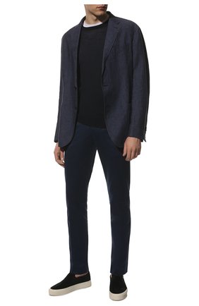 Мужские хлопковые брюки ANDREA CAMPAGNA темно-синего цвета, арт. 12M807.V000.CAMP. | Фото 2 (Длина (брюки, джинсы): Стандартные; Материал внешний: Хлопок; Случай: Повседневный; Силуэт М (брюки): Чиносы; Стили: Кэжуэл)