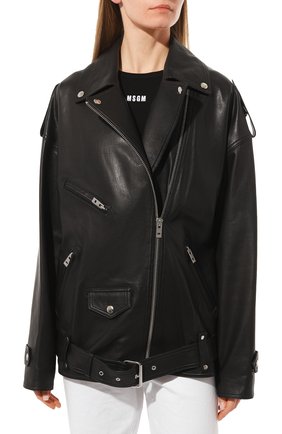 Женская кожаная куртка BATS черного цвета, арт. SS22/0_001 | Фото 3 (Кросс-КТ: Куртка; Рукава: Длинные; Стили: Гламурный; Материал внешний: Натуральная кожа; Женское Кросс-КТ: Замша и кожа; Длина (верхняя одежда): Короткие)