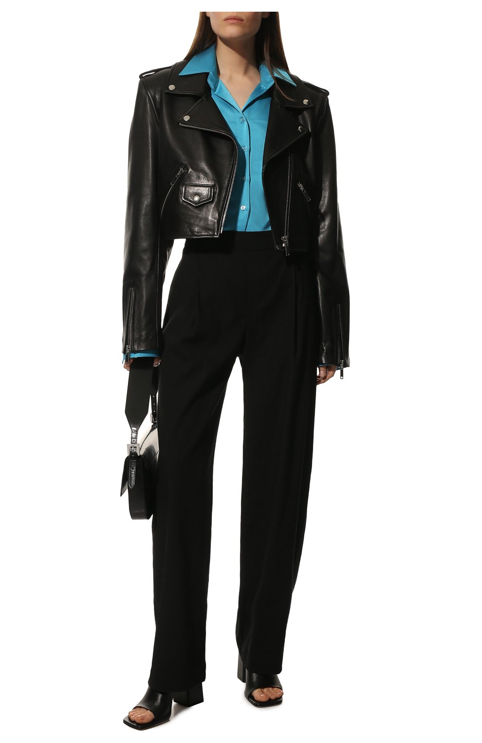 Женская кожаная куртка BATS черного цвета, арт. SS22_001SJ | Фото 2 (Кросс-КТ: Куртка; Рукава: Длинные; Стили: Гламурный; Материал внешний: Натуральная кожа; Женское Кросс-КТ: Замша и кожа; Длина (верхняя одежда): Короткие)