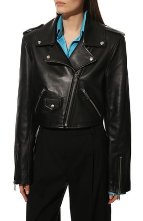 Женская кожаная куртка BATS черного цвета, арт. SS22_001SJ | Фото 3 (Кросс-КТ: Куртка; Рукава: Длинные; Стили: Гламурный; Материал внешний: Натуральная кожа; Женское Кросс-КТ: Замша и кожа; Длина (верхняя одежда): Короткие)