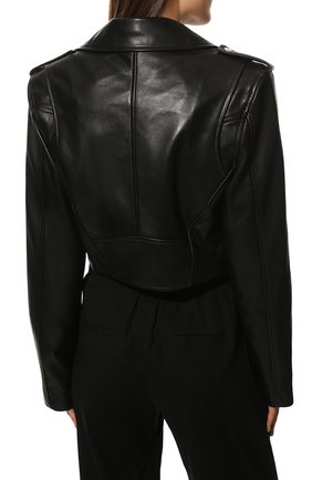 Женская кожаная куртка BATS черного цвета, арт. SS22_001SJ | Фото 4 (Кросс-КТ: Куртка; Рукава: Длинные; Стили: Гламурный; Материал внешний: Натуральная кожа; Женское Кросс-КТ: Замша и кожа; Длина (верхняя одежда): Короткие)