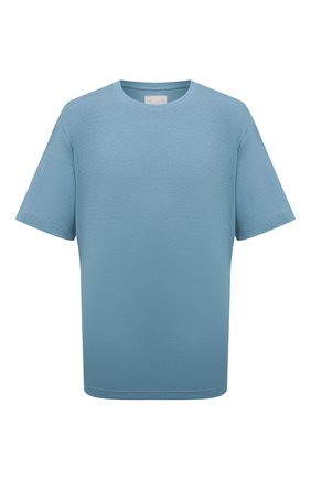 Мужская футболка из хлопка и льна MARCO PESCAROLO голубого цвета, арт. JAMES/45Y07/60-68 | Фото 1 (Длина (для топов): Стандартные; Материал внешний: Хлопок; Рукава: Короткие; Принт: Без принта; Стили: Кэжуэл; Big sizes: Big Sizes)