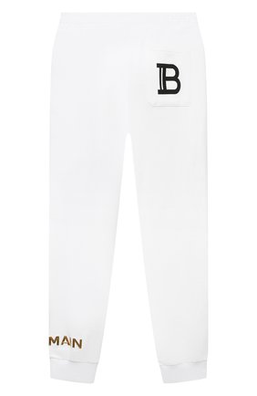 Детские хлопковые джоггеры BALMAIN белого цвета по цене 26700 руб., арт. 6Q6757 | Фото 2 Детские хлопковые джоггеры BALMAIN белого цвета, арт. 6Q6757 | Фото 2 (Материал внешний: Хлопок; Девочки Кросс-КТ: Джоггеры-одежда; Ростовка одежда: 10 - 11 лет | 140 - 146см, 12 лет | 152 см, 13 - 15 лет | 158 см, 16 лет | 164 см, 8 лет | 128 см)