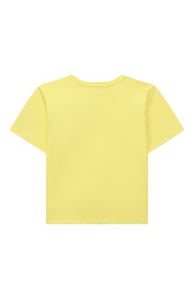 Детская хлопковая футболка EMILIO PUCCI желтого цвета, арт. 9Q8131 | Фото 2 (Рукава: Короткие; Материал внешний: Хлопок; Девочки Кросс-КТ: футболка-одежда; Ростовка одежда: 10 - 11 лет | 140 - 146см, 12 лет | 152 см, 13 - 15 лет | 158 см, 6 лет | 116 см, 8 лет | 128 см)