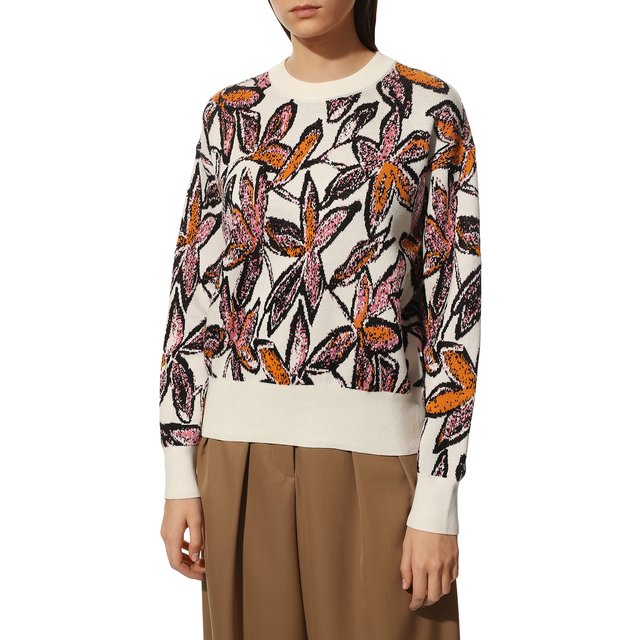 Пуловер из хлопка и шелка BOSS 50467205, цвет разноцветный, размер 48 - фото 3