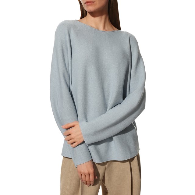 Пуловер из хлопка и кашемира BOSS 50469916, цвет голубой, размер 50 - фото 3