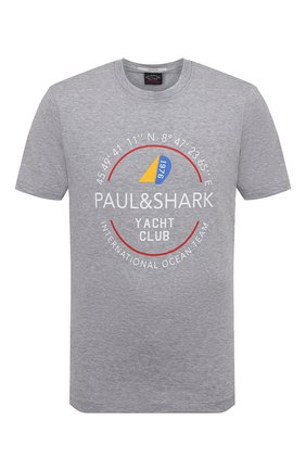 Мужская хлопковая футболка PAUL&SHARK серого цвета, арт. 22411103/C00 | Фото 1 (Длина (для топов): Стандартные; Рукава: Короткие; Материал внешний: Хлопок; Принт: С принтом; Стили: Кэжуэл)