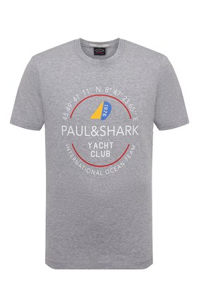 Мужская хлопковая футболка PAUL&SHARK серого цвета по цене 15700 руб., арт. 22411103/C00 | Фото 1 Мужская хлопковая футболка PAUL&SHARK серого цвета, арт. 22411103/C00 | Фото 1 (Длина (для топов): Стандартные; Рукава: Короткие; Материал внешний: Хлопок; Принт: С принтом; Стили: Кэжуэл)