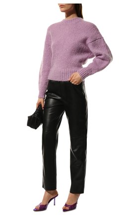 Женские комбинированные мюли LE SILLA фиолетового цвета, арт. 2312U080P1PQSAT | Фото 2 (Материал внутренний: Натуральная кожа; Каблук тип: Шпилька; Каблук высота: Высокий; Материал внешний: Экокожа)