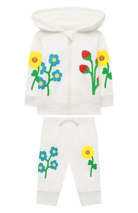 Детский комплект из толстовки и брюк STELLA MCCARTNEY белого цвета по цене 17300 руб., арт. 8Q3HC0 | Фото 1 Детский комплект из толстовки и брюк STELLA MCCARTNEY белого цвета, арт. 8Q3HC0 | Фото 1 (Кросс-КТ НВ: Костюм; Ростовка одежда: 9 мес | 74 см, 12 мес | 80 см, 18 мес | 86 см, 24 мес | 92 см, 3 мес | 62 см, 6 мес | 68 см)