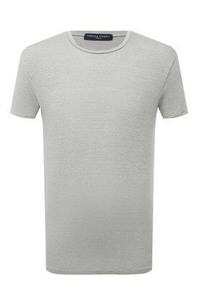 Мужская льняная футболка DANIELE FIESOLI светло-серого цвета, арт. DF 1160 | Фото 1 (Материал внешний: Лен; Длина (для топов): Стандартные; Рукава: Короткие; Принт: Без принта; Стили: Кэжуэл)