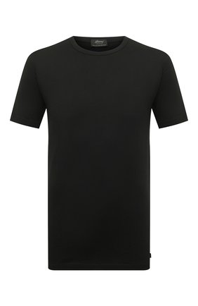 Мужская хлопковая футболка BRIONI черного цвета, арт. 0UM300/P0648 | Фото 1 (Рукава: Короткие; Длина (для топов): Стандартные; Материал внешний: Хлопок)