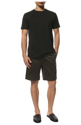 Мужская хлопковая футболка BRIONI черного цвета, арт. 0UM300/P0648 | Фото 2 (Рукава: Короткие; Длина (для топов): Стандартные; Материал внешний: Хлопок)
