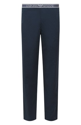 Мужские хлопковые домашние брюки EMPORIO ARMANI темно-синего цвета, арт. 111780/2R576 | Фото 1 (Материал внешний: Хлопок; Длина (брюки, джинсы): Стандартные)
